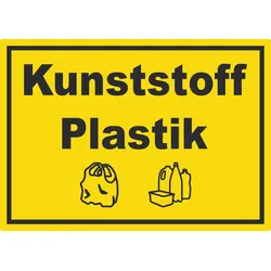 Kunststoff Plastik Mülltrennung Aufkleber Text Symbol shopping bag A4 (210x297mm)