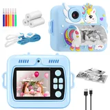Kinderkamera, Sofortdruckkamera für Kinder, Jungen/Mädchen, 1080P Pro HD Digitalkamera für Kinder mit Druckpapier und 32 GB TF-Karte, lustiges Kinderspielzeug für Geburtstag