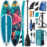 CFB SUP-Board Set 320/335 cm, extra breit, Komplettset, aufblasbares Stand Up Paddle Board, (mit Paddel, Pumpe, Rucksack, 5L Dry Bag und Schultergurt) blau 320 x 84 x 15 cm