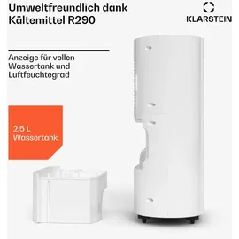 Klarstein AeroDry Smart 12L Luftentfeuchter 12L/Tag 18 m2 Feuchtigkeitssensor App-Steuerung 135 m3/h Weiß