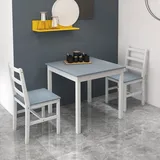 Homcom Essgruppe 3er-Set, Esstisch mit 2 Stühlen, Küchentisch-Set für 2 Personen,
