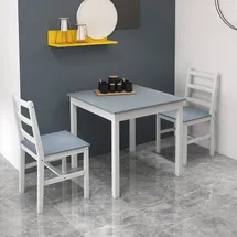 Homcom Essgruppe 3er-Set, Esstisch mit 2 Stühlen, Küchentisch-Set für 2 Personen,