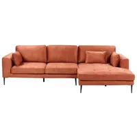 BELIANI Ecksofa Orange Samtstoff L-förmig 3-Sitzer Sofa Linksseitig mit Losen Kissen Schwarzen Metallfüßen Wohnzimmermöbel Modern Wohnecke Sitz... - Orange/Schwarz