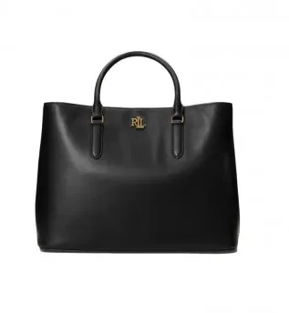 Lauren Ralph Lauren für Damen. 431876724004 Leder Tragetasche Satchel Marcy aus schwarzem Leder (OSFA), Lässig