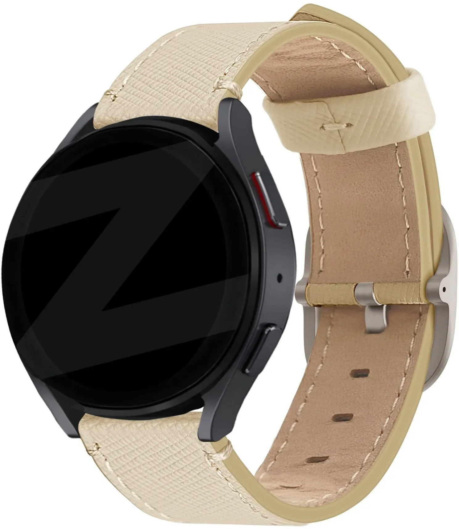 Bandz Actyve Smartwatch 20mm Armband Leder 'Deluxe' für Actyve Smartwatch 20mm - Khaki - Schnallenverschluss