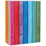 Banjado XXL Medizinschrank Abschliessbar 35x46x15cm Arzneischrank Weiß Aus Metall Mit Motiv Regenbogenfarben