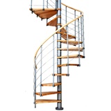 DOLLE Spindeltreppe Oslo Ø 120 cm Metallelemente Grau 15 Stufen Buche FSC®