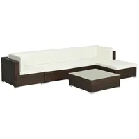 vidaXL 6-tlg Garten-Lounge-Set mit Auflagen Poly Rattan Braun