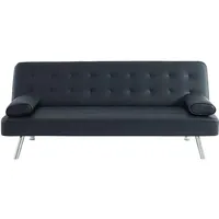 vente-unique Schlafsofa Kunstleder 2-Sitzer Schwarz