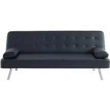 vente-unique Schlafsofa Kunstleder 2-Sitzer Schwarz