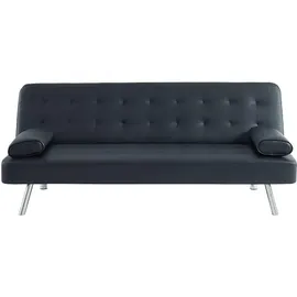 vente-unique Schlafsofa Kunstleder 2-Sitzer Schwarz
