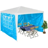 Relaxdays Seitenteile für Pavillon, 3er Set, 2x3 m, wasserdicht, Seitenwände mit Klettverschluss, PE, mit Fenster, blau