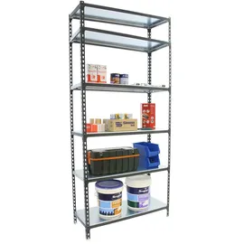 simonclick SimonRack Metallregal, 2500x800x500 mm, 6 Ebenen, Metallboden, 180 kg Biegepunkt, Anthrazit/Verzinkt - Simonclick
