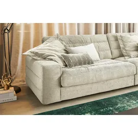 KAWOLA Ecksofa XL Lana Cord Recamiere rechts cremeweiß