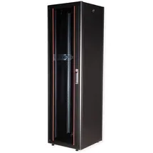 Roline 19-Zoll Netzwerkschrank Basic 42 HE, 600x600 BxT Glastür schwarz