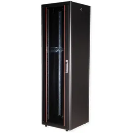 Roline 19-Zoll Netzwerkschrank Basic 42 HE, 600x600 BxT Glastür schwarz