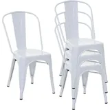 4er-Set Stuhl HHG 791, Bistrostuhl Stapelstuhl, Metall Industriedesign stapelbar weiß