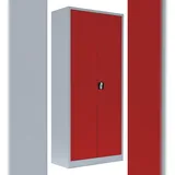 Stahl-Aktenschrank Metallschrank abschließbar Lichtgrau/Rot, 1800 x 800 x 383 mm, 530334