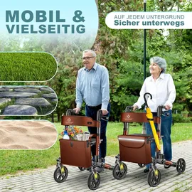 Kesser Leichtgewicht Rollator faltbar mit Sitz Braun