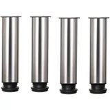 Drenky 4 Stück Möbelfüße Metall Tischbeine Metall 20cm Rund Edelstahl Gebürstet möbelfüße verstellbar Tischbeine Höhenverstellbar Gesamthöhe 200mm-215mm Kommen Mit Edelstahlschrauben für Möbel Projekt