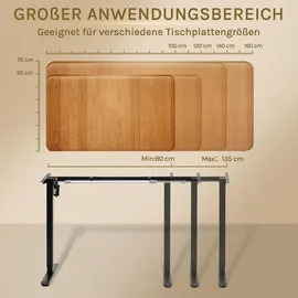 Woltu Schreibtisch Gestell, elektrisches Tischgestell, verstellbare Höhe und Breite, Schwarz