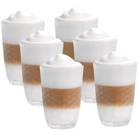 Vitrea 6er Set Latte Macchiato/Kaffee-Gläser - 390ml, 6 Glas Trinkhalme 23 cm, 1 Bürste (6 Glitta 390ml)