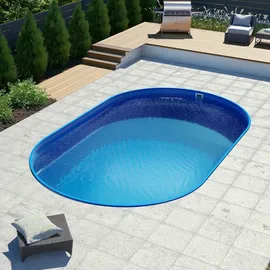 POOL Total Ovalbecken 450 x 250 x 120 cm blau inkl. Bodenschienen, Einlaufdüse