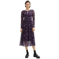 Tom Tailor Damen Midi Mesh-Kleid mit transparenten Ärmeln, 35893 - Berry Autumn Floral Design, 38