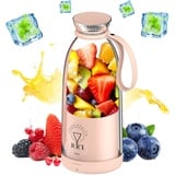 500ml Smoothie Maker, Smoothie Mixer To Go Tragbarer Saftmixer Juicy Wiederaufladbarer Portable Blender Smoothie Maker, mit 6 Klingen, Geeignet für Reisen, Fitnessstudio, Büro, Sport im Freien (Rosa)