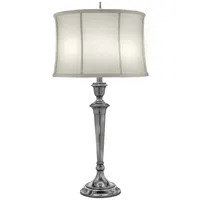Elstead Lighting Tischlampe Beistelllampe Schlafzimmerlampe Antik-Nickel Leinen H 78,7