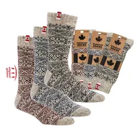 Wowerat 1 Paar"Canadian Socks" THERMO-WollsockenHerren Kinder (39/42, natur-rot) -