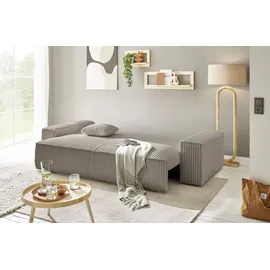 OTTO home 3-Sitzer OTTO HOME "FINNLEY, Schlafsofa 257 cm - OTTO. Verlässliche Qualität.", grau (taupe), B:257cm H:85cm T:102cm, Bezugstoff 100% PES ;Gramatur 400g/qm +/- 5%, Sofas, mit Bettkasten, in Bouclé, Struktur fein und Mega Cord