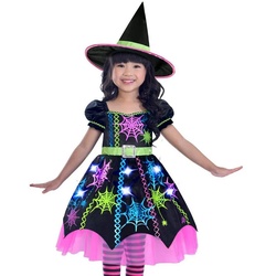 Amscan Hexen-Kostüm Spinnenhexe ‚Spider Witch‘, Kleid Hexenhut schwarz 2-3 Jahre