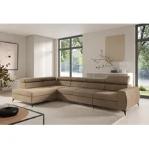 Fun Möbel Ecksofa Schlafsofa Sofa TORONTO XL Stoff Element Beige Ottomane Links