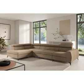 Fun Möbel Ecksofa Schlafsofa Sofa TORONTO XL Stoff Element Beige Ottomane Links