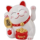 Mumusuki Winkekatze Solarbetriebene, Chinesische Lucky Cat, Glückskatze-Winkearm, Dekoration für Zuhause, Auto, Büro, Einweihungsgeschenk, Geschenkideen (Weiß)