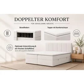 venasi Lisa Boxspringbett mit Bettkästen H2/H3 Matratze SCHWARZ - Schwarz