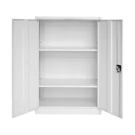 Mendler Aktenschrank HWC-H17, Stahlschrank Büroschrank, 2 Türen ~ 140x90x40cm grau