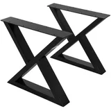 ML-Design 2 Stück Tischbeine 43 x H40 cm Tischkufen X-Form aus Stahl Schwarz
