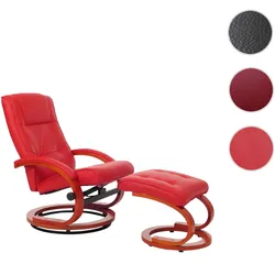 Fernsehsessel Relaxsessel Sessel Pescatori, Kunstleder, mit Hocker ~ rot