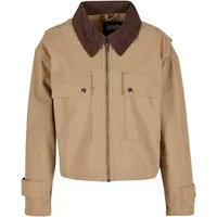URBAN CLASSICS Übergangsjacke Damen Ladies Workwear Cropped Baumwolle Jacket beige M - Beige - M