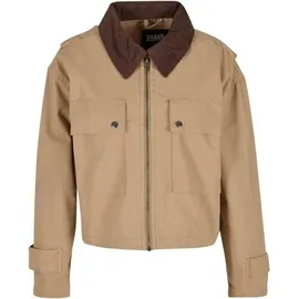 URBAN CLASSICS Übergangsjacke Damen Ladies Workwear Cropped Baumwolle Jacket beige M - Beige - M