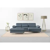 Ecksofa SIT & MORE "Cabrio L-Form, B: 295 cm, mit Sitztiefen-, Arm- & Kopfteilverstellung", blau (graublau), B:295cm H:87cm T:180cm, Sofas, Ecksofa, 2 Nierenkissen, Federkern, optional Bettfunktion und Stauraum