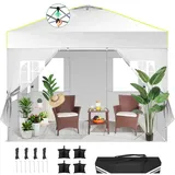 Kaket Pop-Up-Gartenpavillon, Weiß, Metall, 300x298x300 cm, Sonnen- & Sichtschutz, Pavillons & Pergolas
