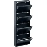 Schuhregal, schmaler Schuhschrank aus Metall, hoher Schuhschrank Anthraz mit 4