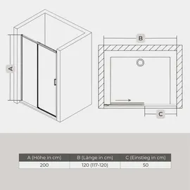 Schulte Sunny Schiebetür Nische 120 x 200 cm Klar hell/Sicherheitsglas