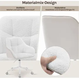 Woltu Homeoffice Stuhl, Schminkstuhl Drehstuhl höhenverstellbar, Bouclé-Sitz : Creme+Beige