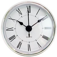 ISAKEN 2.8 Zoll/ 70 mm Uhrwerk, Runde Uhr aus Quarzuhr mit Römischen Ziffern, Einsteckuhrwerk Quarzwerk mit Silber Trim für 70 mm Durchmesser Wanduhr Uhr Klein DIY Uhrwerk Zubehör