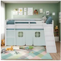 Homestyle4u Hochbett Kinder 90x200 mit Lattenrost Rutsche, Kinderbett Bett