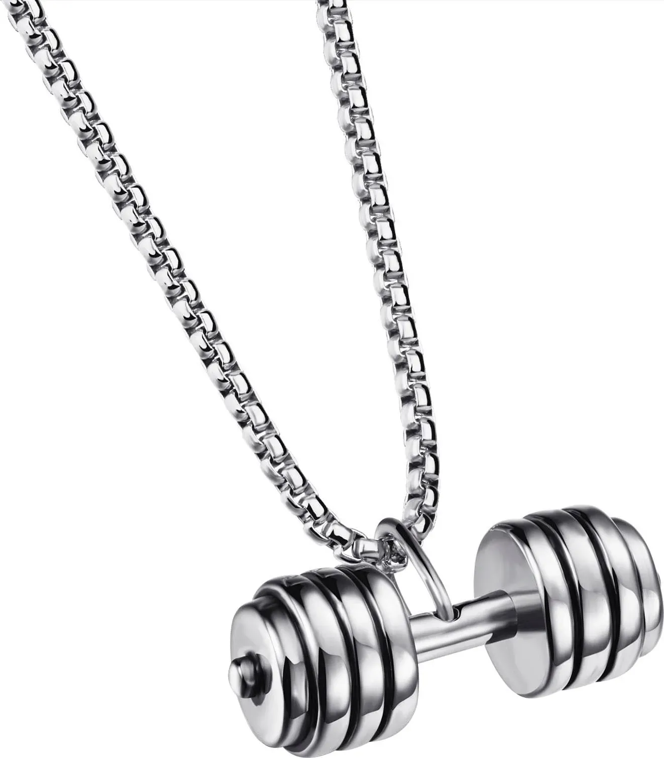 Kette mit Anhänger FIRETTI "Schmuck Geschenk Edelstahl Halsschmuck Halskette Hantel", silber (edelstahlfarben), Halsketten, Damen, Edelstahl, L: 60cm